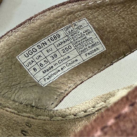 UGG Brown and Cream Shearling Wedges - Picture 7 of 8